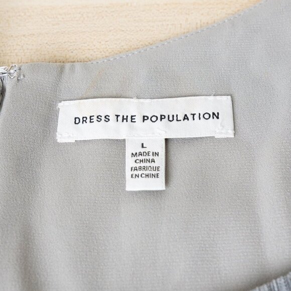 Dress the Population Dream Metallic Tiered Midi Dress Silver Gray - Picture 5 of 12